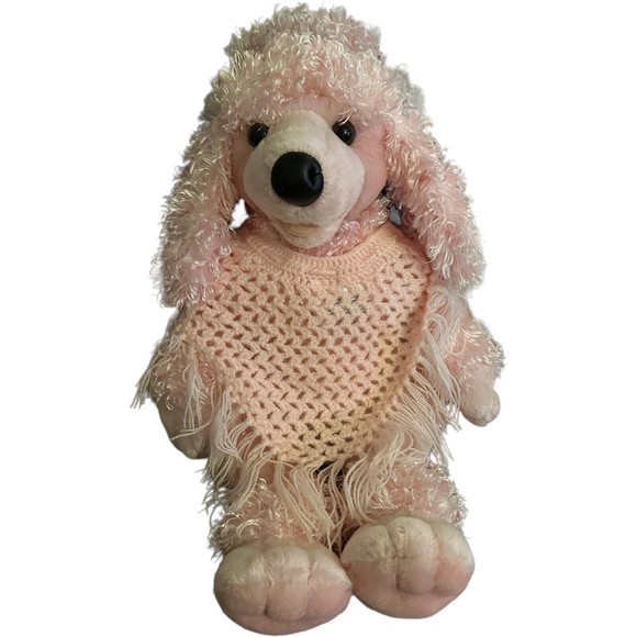 Build A Bear Pink French Poodle Dog Crochet Shawl Stuffed Animal Plush HTF BABW - Picture 2 of 16